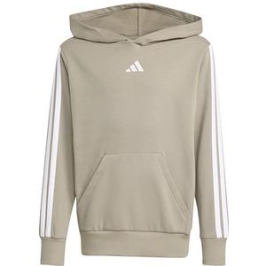 adidas Uniseks-Kind ESSENTIALS 3 STRIPES HOODIE, silver pebble/white, 7-8 Years