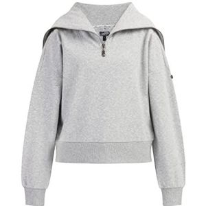 acalmar Dames Oversize Troyer-sweater 37826672-AC01, lichtgrijs melange, M, lichtgrijs, gemêleerd, M