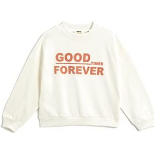 Koton Oversize sweatshirt met lange mouwen print ronde hals sweatshirt, ecru (010), 6-7 jaar voor meisjes, ecru (010), 6-7 Jaren