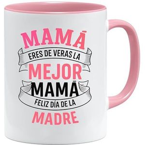 Mok voor mama met Spaanse moederdaggroet, Mamá eres la mejor mamá cadeau-idee, grappige koffiemok voor Moederdag, voor vrouwen en moeders, wit