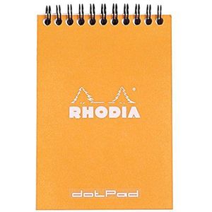 Rhodia 13503C - spiraalbinding (spiraalbinding) oranje, A6 (10,5 x 14,8 cm), 80 afneembare pagina's, dot (gestippeld), wit Clairefontaine-papier, 80 g/m2
