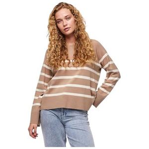 Pieces - Pcsia Ls Knit Noos Bc - Pullover - Silver Mink/Stripes
