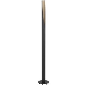 EGLO LED vloerlamp Barbotto, elegante staande lamp, staanlamp met indirecte licht, woonkamerlamp van zwart staal en natuurlijk hout, warm wit, 137 cm