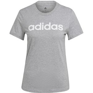 adidas Dames Essentials Slim Logo Tee, Medium Grey Heather/White, XXL