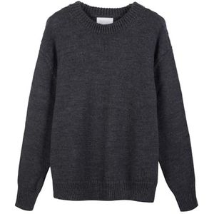 Diana Studio - Oversized Boxy ronde hals, heren, wol, lange mouwen, casual fit, grijs, S, Grijs, S/XXL