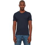 TRENDYOL Neck Knit Basics Slim Fit Basic Gebreid T-shirt met V-hals, Donkerblauw, S