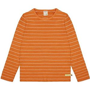 loud + proud Uniseks kinderstrepen met linnen, GOTS-gecertificeerd shirt, karrood, 134/140 cm