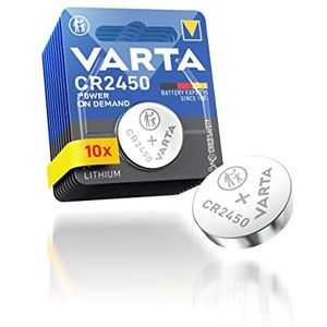 VARTA Batterijen Knoopcellen CR2450, verpakking van 10, Power on Demand, Lithium, 3V, kindveilige verpakking, voor Smart Home apparaten, autosleutels en andere toepassingen [Exclusief bij Amazon]