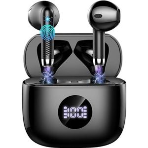 Bluetooth hoofdtelefoon, Bluetooth 5.4, draadloze hoofdtelefoon met 4 ENC-ruisonderdrukking, hoofdtelefoon in ear, 40 uur afspeeltijd, draadloze hoofdtelefoon, hifi-stereo, IP7 waterdicht, zwart