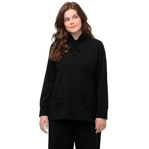 Ulla Popken, Dames, grote maten, gestructureerd sweatshirt met tutleneck, zwart, 42/44