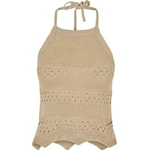 Urban Classics Dames Ladies Short Crochet Knit Halter Top, Softseagrass, 4XL