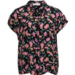 Tamaris Almada blouse voor dames, Black Beauty Multicolor Bloem Aop, 68