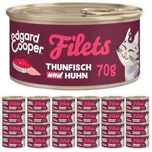 Edgard & Cooper Kattenvoer – vochtige netten – kattenvoer – 100% natuurlijke tonijn – 70 g – 0% toegevoegde suiker – 100% natuurlijke ingrediënten – aanvullend voer (Thon/kip)