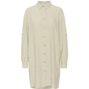 Overhemd - Loose Fit - Boven de Knie - Lange Mouwen - 70% Viscose, 30% Linnen