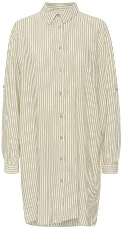 Overhemd - Loose Fit - Boven de Knie - Lange Mouwen - 70% Viscose, 30% Linnen