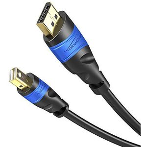 KabelDirekt 915 4K 60Hz mini-DisplayPort kabel, versie 1.2 voor PC en Apple Mac TOP Series, 2m, Blauw/zwart