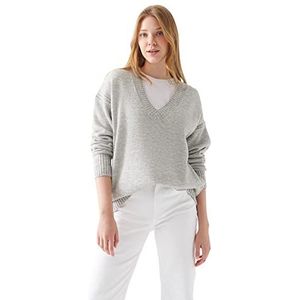 Mavi Sweatshirt met V-hals voor dames, lichtgrijs gem., L