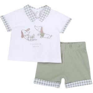 Chicco Set van katoen: T-shirt en shorts trainingspak voor jongens 0-24, Lichtgroen., 12 Maanden