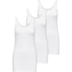 ONLY Set van 3 basic tanktops voor dames, wit, zwart, grijs, blauw, crème, lange zomershirts top 15201465, wit (white), M