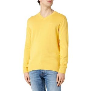 TOM TAILOR Basic pullover voor heren met V-hals van katoen, 34663 - Sunny Yellow, XXL