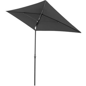 Doppler Parasol Rethink 180x120cm donkergrijs - rechthoekige parasol voor balkon & terras - duurzame parasol - balkonparasol met handmatige opening - met hoes - kantelbare tuinparasol