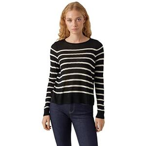 VERO MODA VMNOVA LS O-Neck GA NOOS Pullover voor dames, zwart/gestreept: berk, XS, zwart/strepen: berk, XS