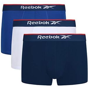 Reebok Heren Boxers 3 Pack Garcen Ondergoed, Hof Blauw/Wit/Batik Blauw, L