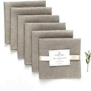 Varvara Home 6 Linnen Servetten Natuur - Stoffen Servetten - Bruin Landelijke Stijl 6-Pack 45x45 cm