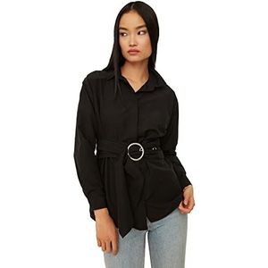Trendyol Dames Black Arch Buckle Gedetailleerd Shirt, 34
