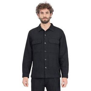 SELETED HOMME slhmads-Linen Overshirt Ls Noos, zwart, XL