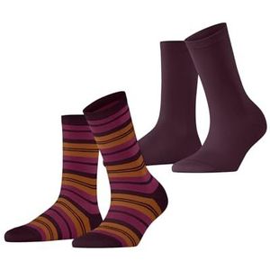 ESPRIT Dames Sokken College Stripe Multipack W So katoen gedessineerd 2 paar, Rood Shadow Red 8138, 35-38