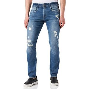 Replay Anbass Aged Jeans voor heren, 0091 Medium Blauw, 38W x 32L