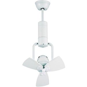Sulion - Witte plafondventilator met afstandsbediening, 9,7 W, verstelbaar, dubbele rotatie, compatibel met schuine plafonds, verlichting en ventilatie