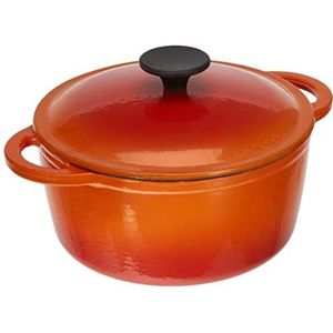 Tradifonte Gietijzeren Braadpan 2,5L - Diameter 21 cm - Oranje Flame - Geschikt voor Inductie