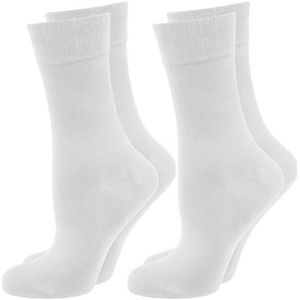 Nur Die Set van 2 comfortabele bamboesokken voor dames, zachte comfortabele boord, bamboesok, wit, 38