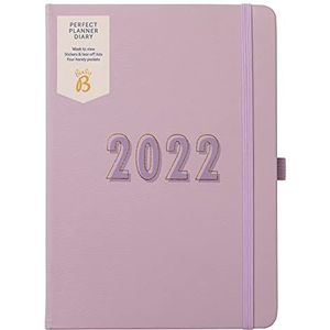 Busy B Perfect Planner A5 Week om dagboek te bekijken januari tot december 2022 - Lila Faux Leather Week om planner te bekijken met stickers en scheurlijsten