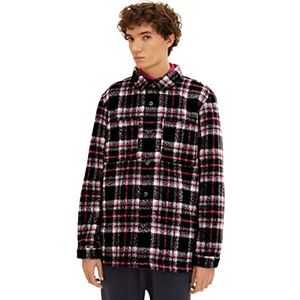 TOM TAILOR Denim Uomini Overhemd met ruitpatroon 1033735, 30695 - Black Magenta Check, S