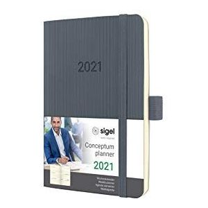 SIGEL C2137 afsprakenplanner weekkalender 2021, ca. A6, donkergrijs, softcover met vele extra's, Conceptum - andere modellen