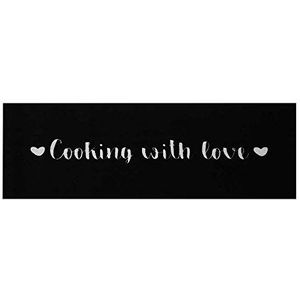Zala Living Wasbare keukenloper Cooking with Love zwart, 50x150 cm