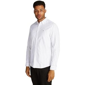 Tommy Jeans Heren TJM REG Oxford Stripe Shirt DM0DM19646 L/S Shirt, blauw (Dark Night Navy Stripe), M, Blauw (Donker Night Navy Streep), M