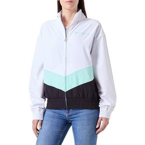 Champion Legacy American Summer W - WR polyester Stretch Small Script Logo Full Zip sportjas, wit/lichtblauw pastel, S dames SS24, wit/pastelblauw, S