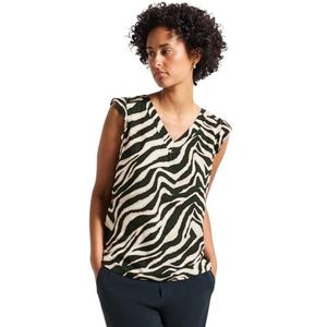 Shirttop - Pine Grove Green - V-hals - Korte Mouwen - Met Print All-over