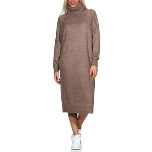 Bestseller A/S Dames VMDANIELA LS Cowlneck Dress GA NOOS jurk, Brown Lentil/Detail:W. Melange, S, Brown Lentil/Detail:w. Melange, S