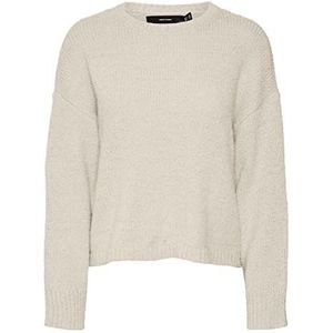 VERO MODA Dames VMWILDA LS Boxy O-Neck Pullover GA Boo L/S gebreid product, Birch/Detail: Melange, S, berken/details: melange, S