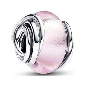 Pandora Moments Umschlungenes Rosafarbenes Murano-Glas Charm aus Sterling Silber, Kompatibel mit Pandora Moments Armbändern, 793241C00
