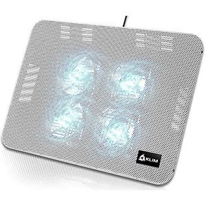 Klim Serenity + laptopkoeler + 11 tot 15,6 inch + perfect voor kleine en middelgrote laptops + stabiel en robuust metalen rooster + geruisloze laptopkoelkussen + nieuwe (wit)