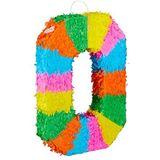 Pinata verjaardag getal, cijfer 0, om op te hangen, voor kinderen & volwassenen, zelf op te vullen,papier, kleurrijk