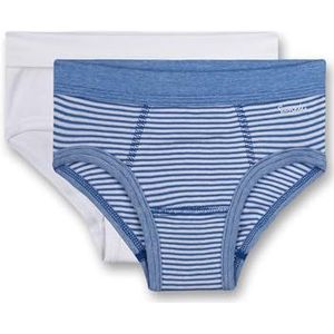 Sanetta Jongensslip (dubbelverpakking) | Hoogwaardige en duurzame onderbroek voor jongens van biologisch katoen. Inhoud: set van 2 ondergoed voor jongens, blauw (Riviera 50094), 104 cm