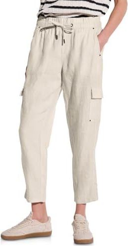 Street One - Cargobroek - Lichtgrijs - Linnen - Loose Fit