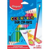 Maped - Ergonomische kleurpotloden, kleurpotloden COLOR'PEPS DUO - 18x pennen = 36 kleuren, M829601